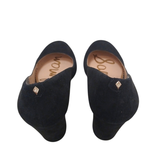 Sam Edelman Stillson Black Suede Leather Pumps Sz 7 Block Heel Office Chic Glam - Picture 6 of 16